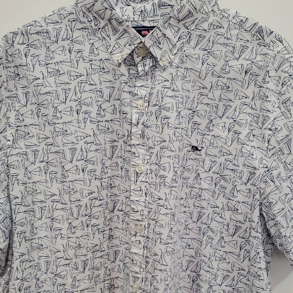 Vineyard Vines Slim Fit Whale Shirt Nautical Print Button-Down Shirt Xl - Picture 1 of 10
